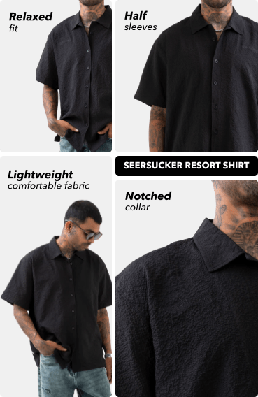 Seersucker Resort Shirt // Black - Urban Monkey® - UM24A_SH_007_S