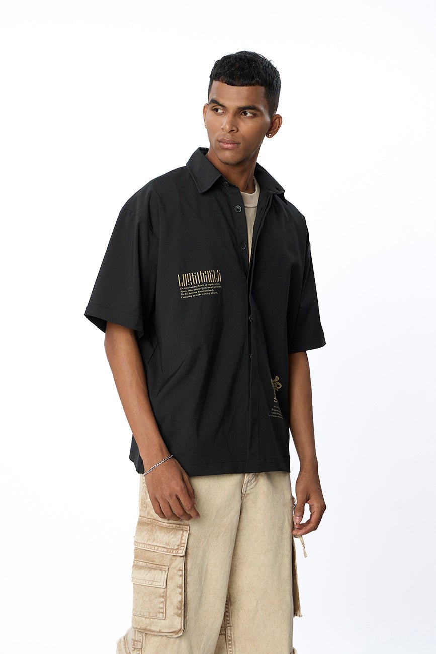 Short Sleeve Black Shirt // Lost Angels - Urban Monkey® - UM24_CORE_SH014_S