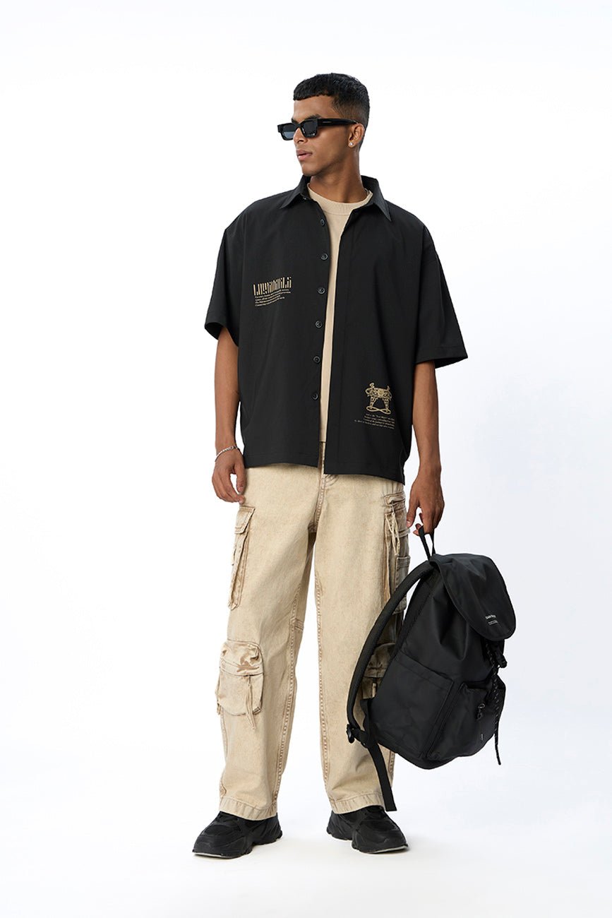 Short Sleeve Black Shirt // Lost Angels - Urban Monkey® - UM24_CORE_SH014_S