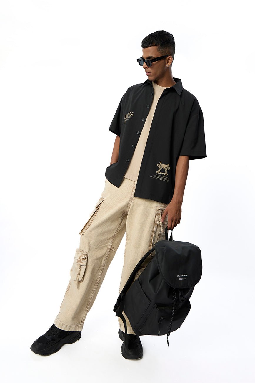 Short Sleeve Black Shirt // Lost Angels - Urban Monkey® - UM24_CORE_SH014_S