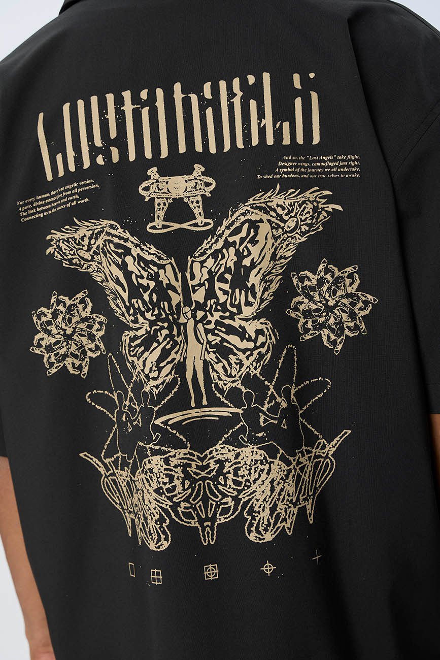 Short Sleeve Black Shirt // Lost Angels - Urban Monkey® - UM24_CORE_SH014_S