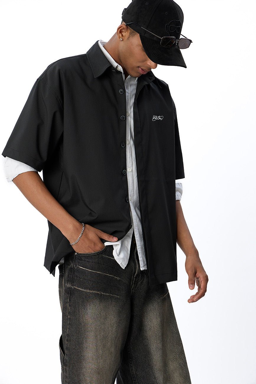 Short Sleeve Black Shirt // System Error - Urban Monkey® - UM24_CORE_SH028_S