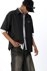 Short Sleeve Black Shirt // System Error - Urban Monkey® - UM24_CORE_SH028_S