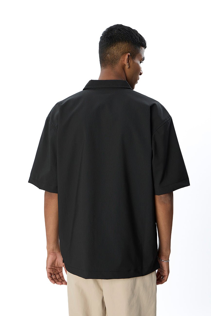 Short Sleeve Half Zipper Shirt // Black - Urban Monkey® - UM24_CORE_SH012_S