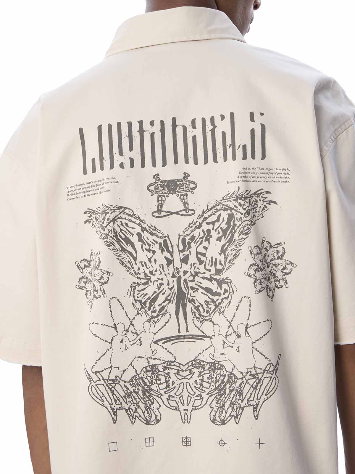 Short Sleeve Off White Shirt // Lost Angels - Urban Monkey® - 25SHBF7_BE_S