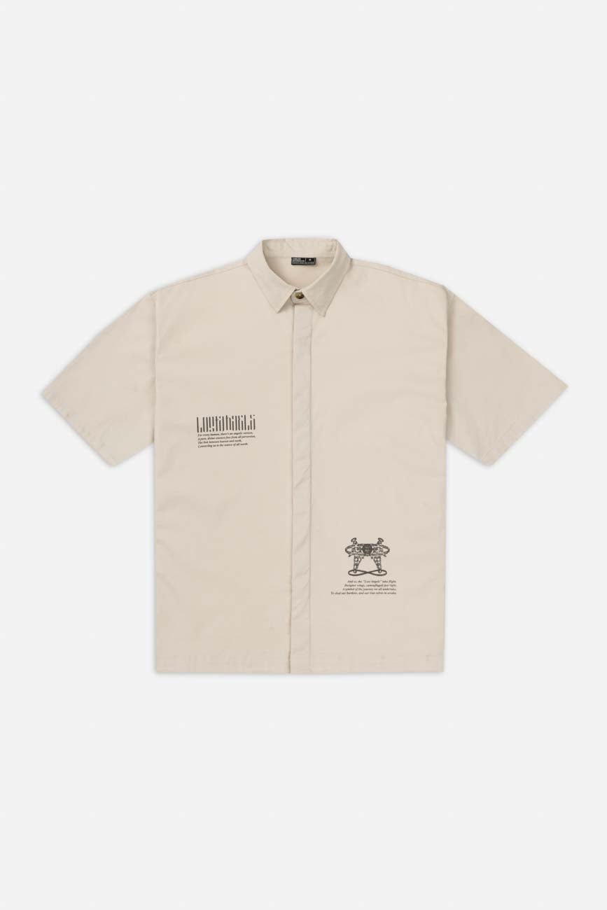Short Sleeve Off White Shirt // Lost Angels - Urban Monkey® - 25SHBF7_BE_S
