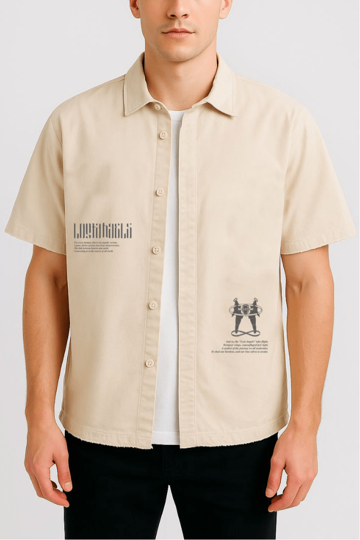 Short Sleeve Off White Shirt // Lost Angels - Urban Monkey® - 25SHBF7_BE_S