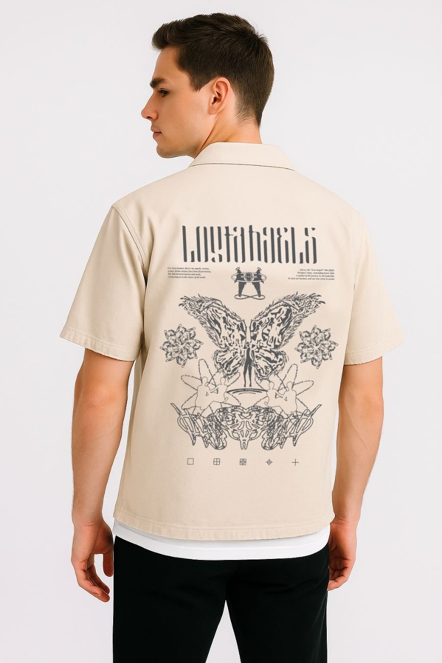 Short Sleeve Off White Shirt // Lost Angels - Urban Monkey® - 25SHBF7_BE_S