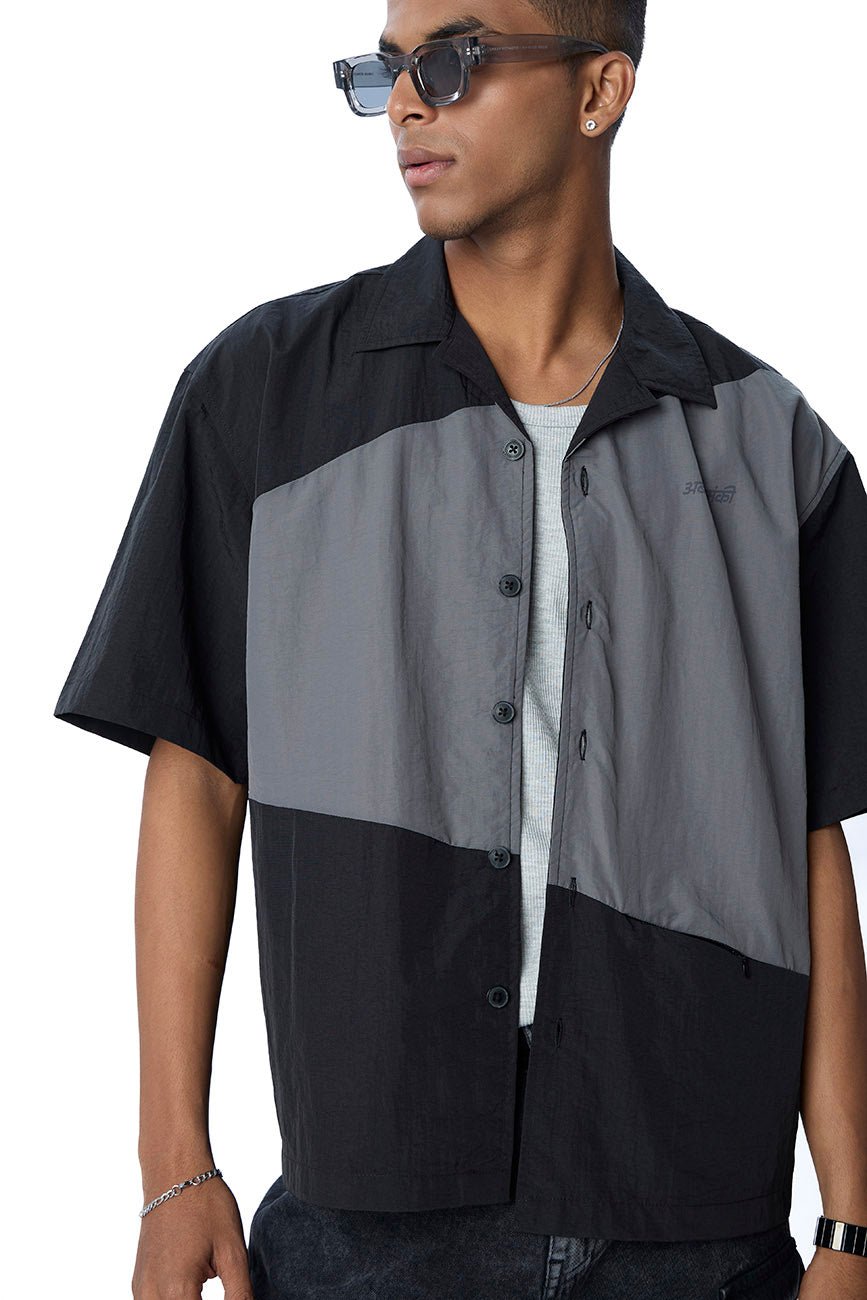 Two - Tone Resort Shirt // 001 - Urban Monkey® - UM24_SH008_BLK_S