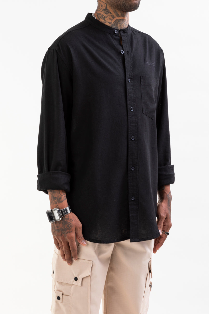 LIONEL LINEN SHIRT - BLACK