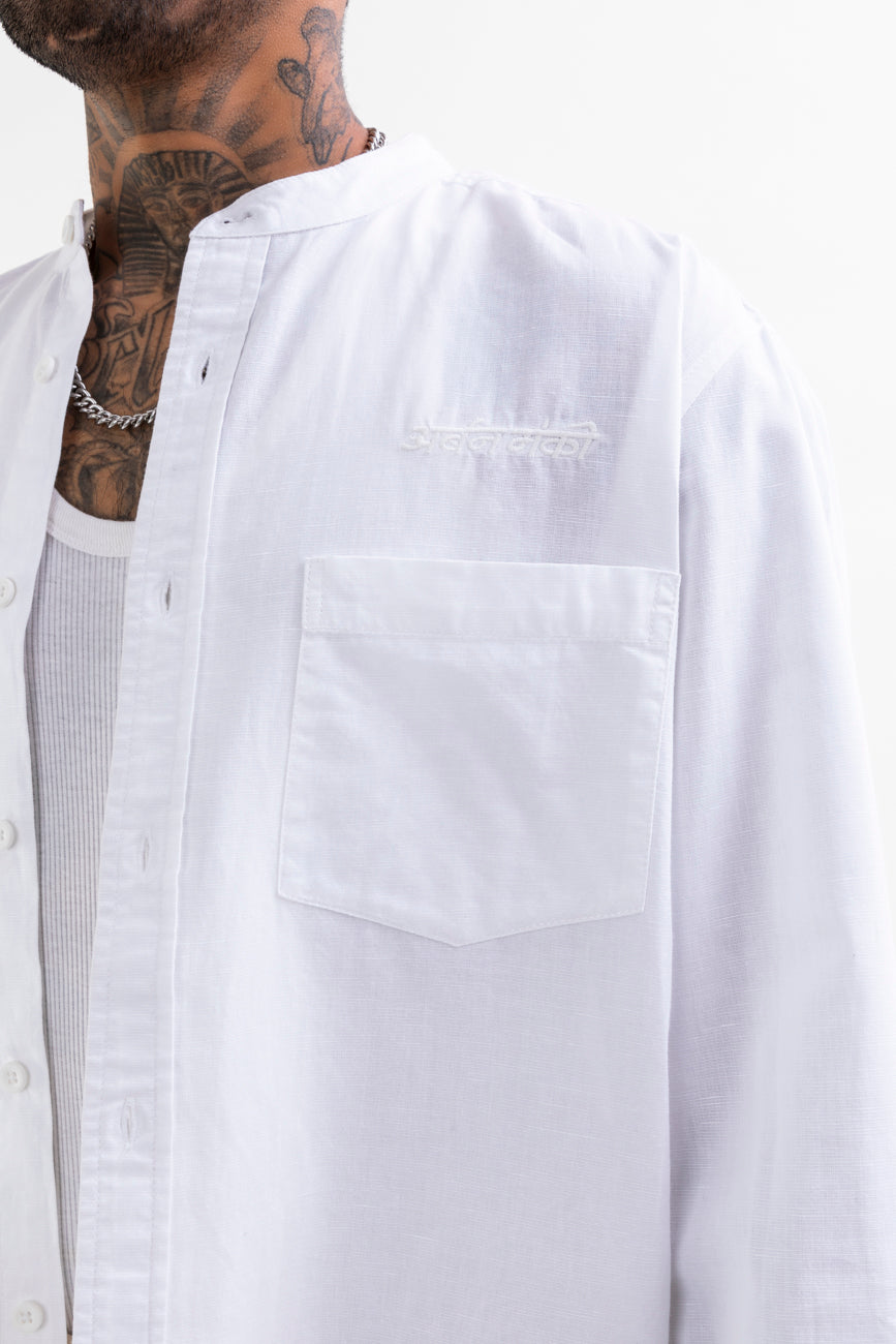 Chic linen kimono shirt in pure white
