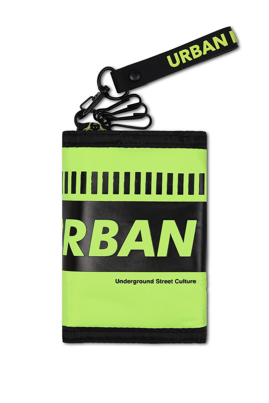 WALLET bag＋POCKET shoulder／ブラック×ネオングリーン Buy Trifold Wallet 006 Online – Urban Monkey®