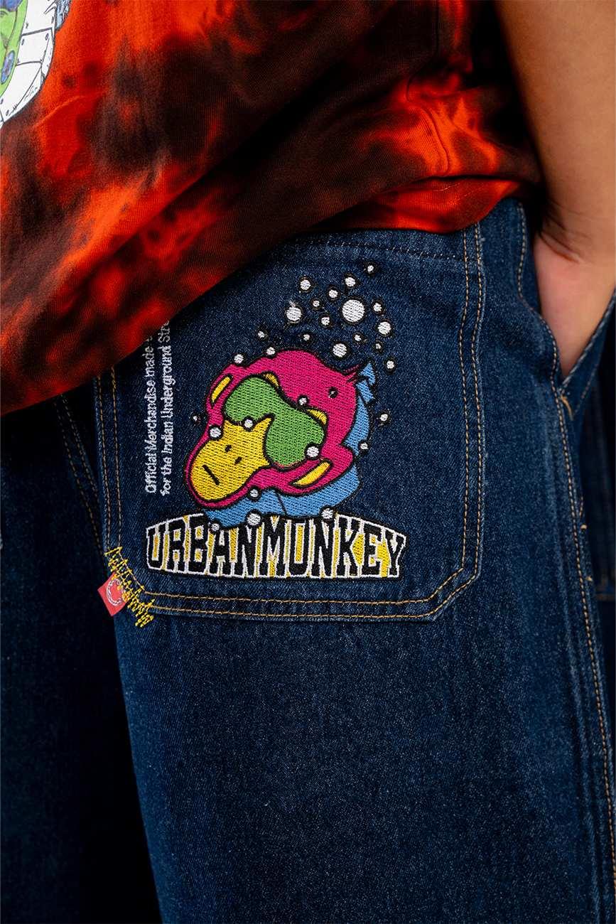 90's Denim Blue Baggy Jeans - Urban Monkey® - UM23D_BLU_XS